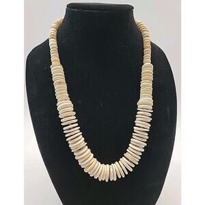 CHICOS Necklace Graduated Strand Bead Natural Neutral Boho 24" Plus Extender